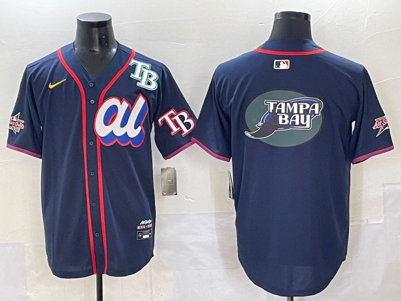 Men 2025 Tampa Bay Rays Blank Drak Blue All star Nike MLB Jersey style 01->customized nfl jersey->Custom Jersey